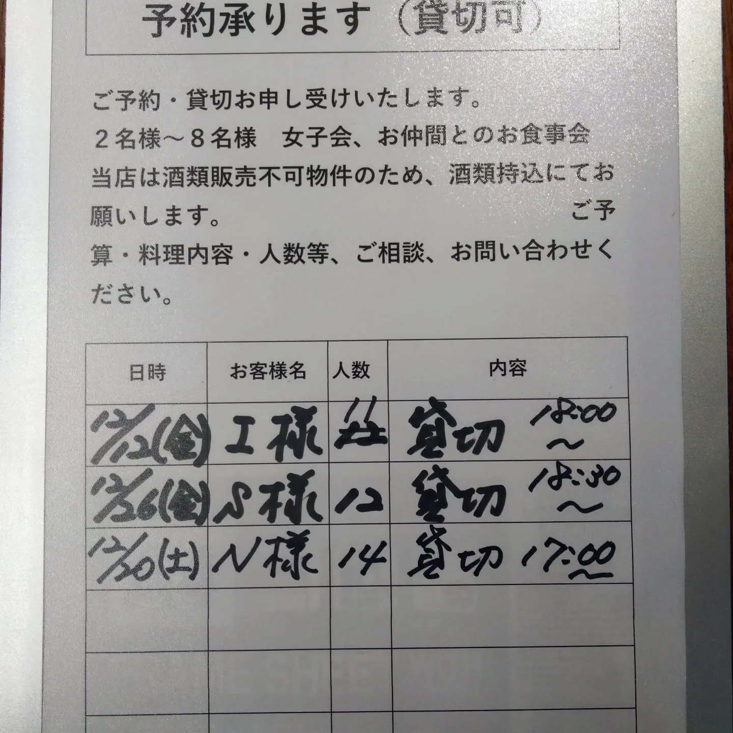 12月予約貸切のご案内